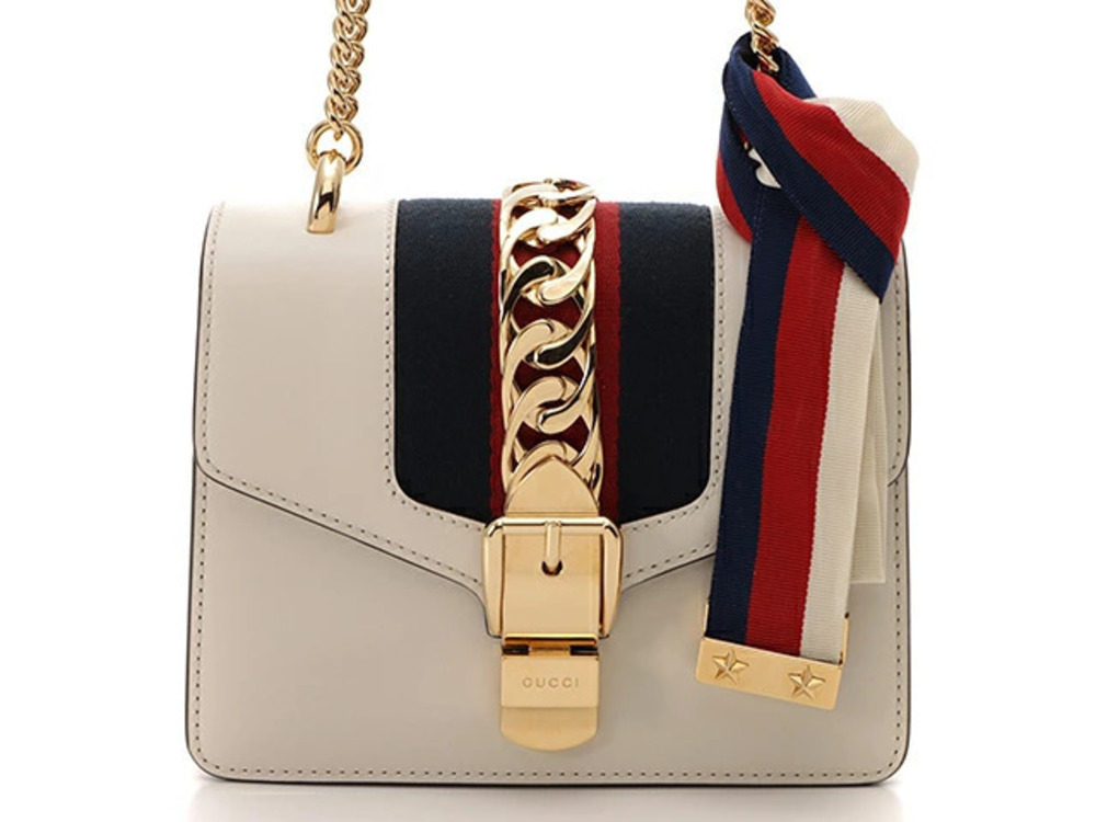 Gucci Sylvie Web Chain Bag White Calfskin